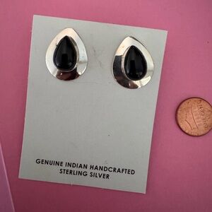 Sterling Silver Black Onyx Teardrop Earrings